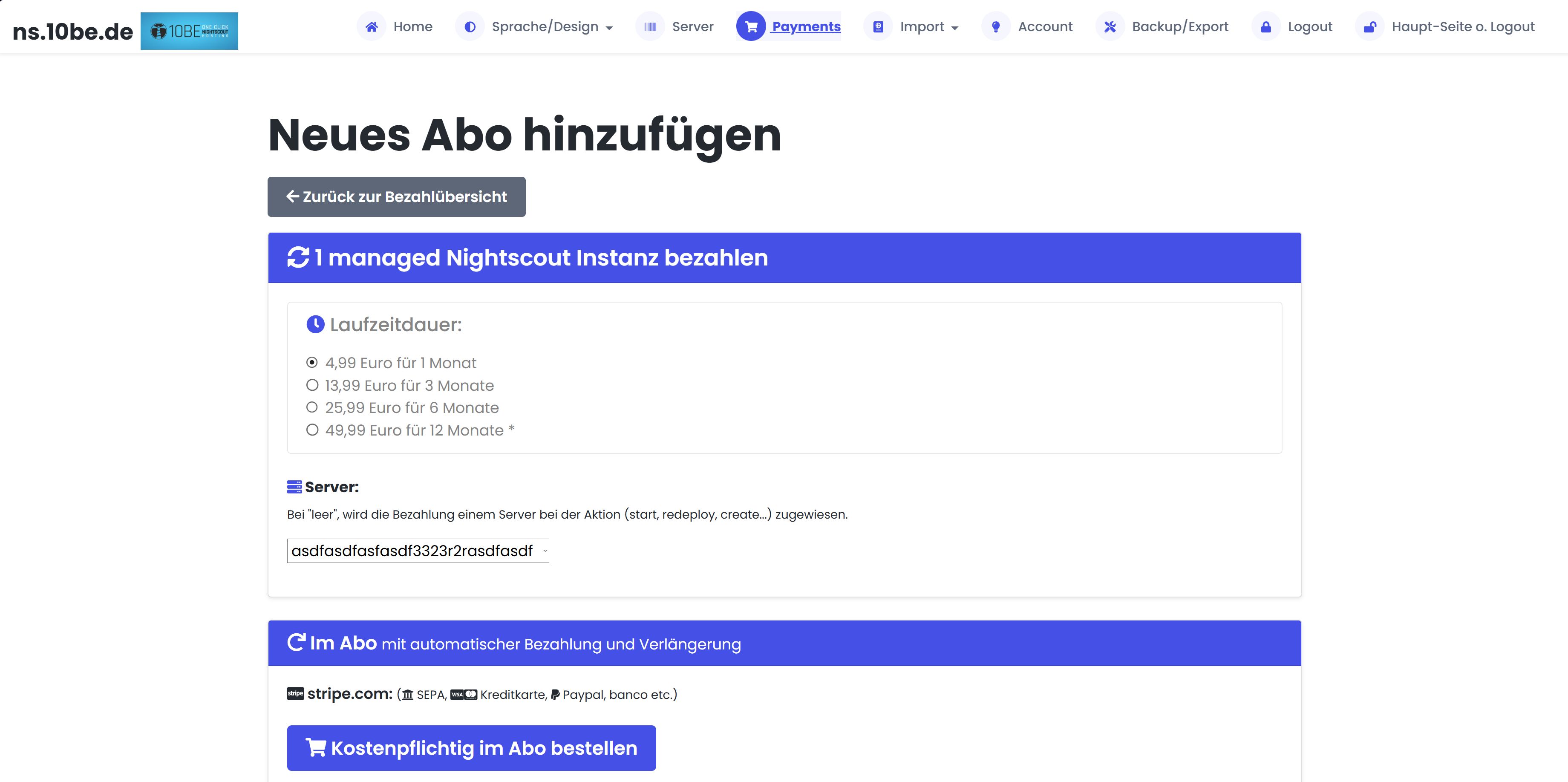ns.10be.de Add new subscription