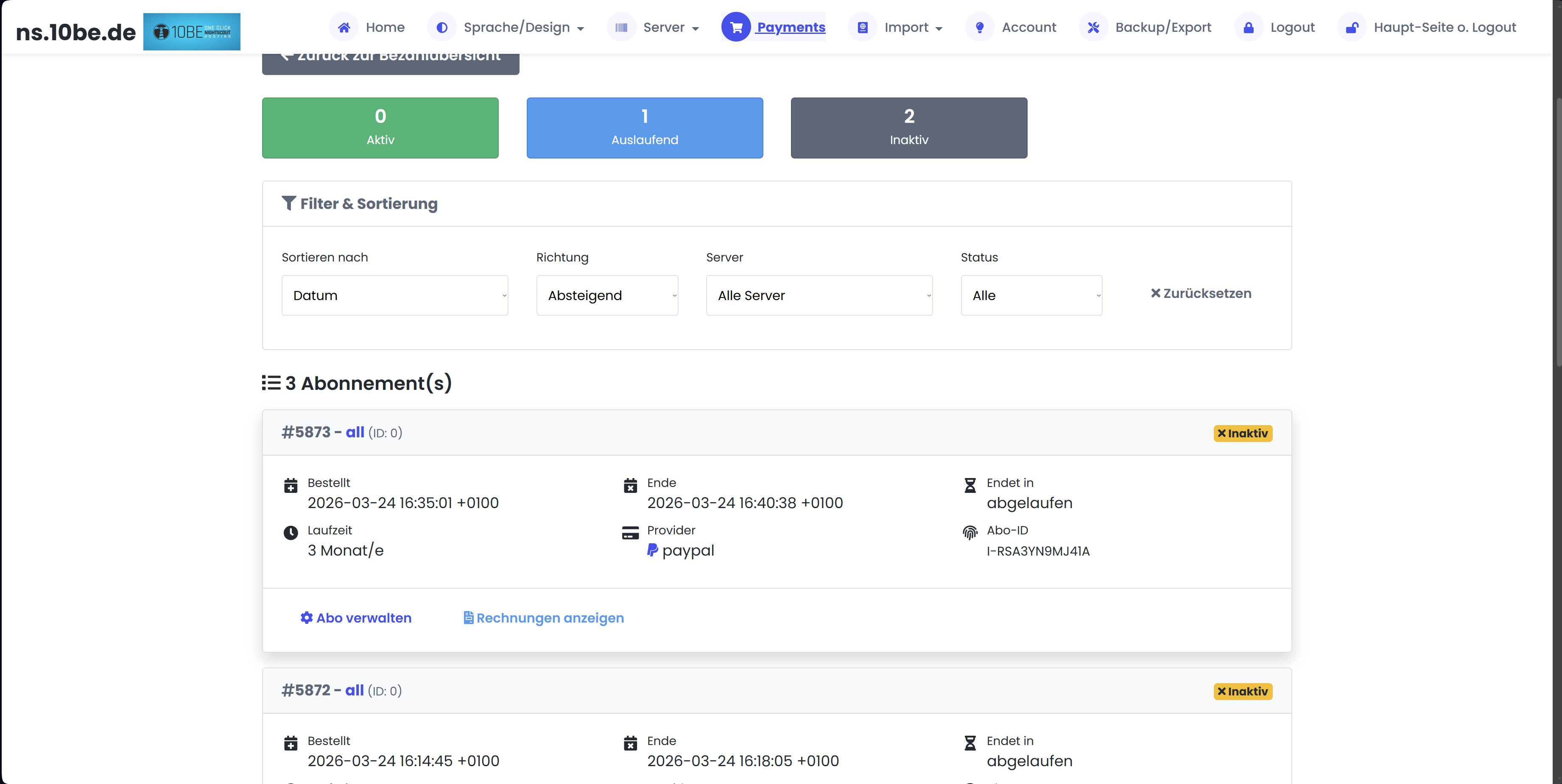 Subscription overview